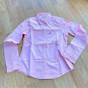 Hollister Pink White Pinstripe Button Down Shirt